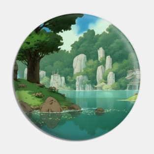 Anime Calm Lake Landscape 90s Pin