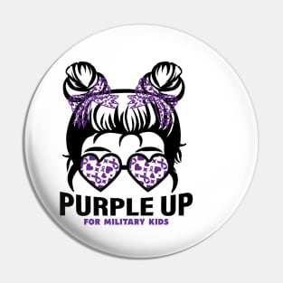 Purple up for military kids Messy bun Military child Month Pin