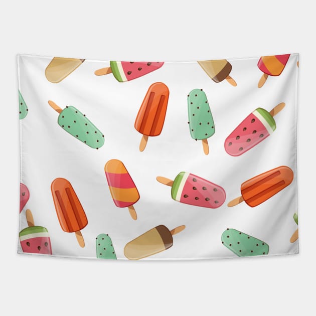 Colorful Ice Cream Pattern Design Tapestry by GreenCorner