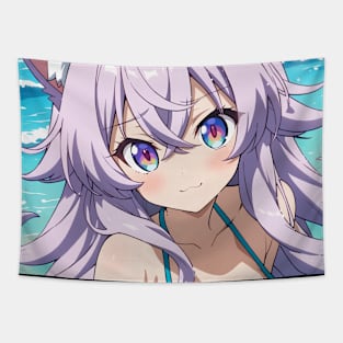 Anime Girl Beach Day Tapestry