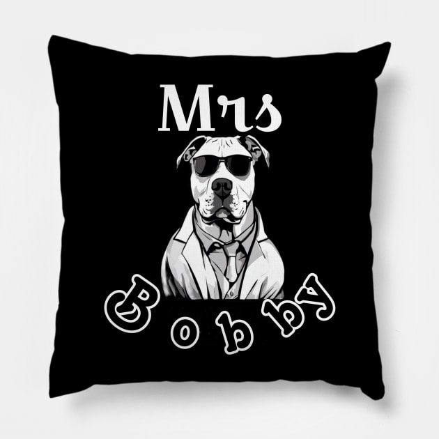 Mrs Bobby, pitbul race, dog fanny, Pillow by Tzemo 