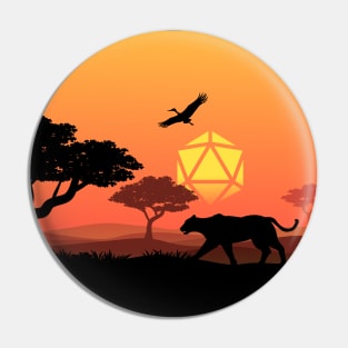 African Jungle Polyhedral Dice Sun Sunset TTRPG Landscape Pin