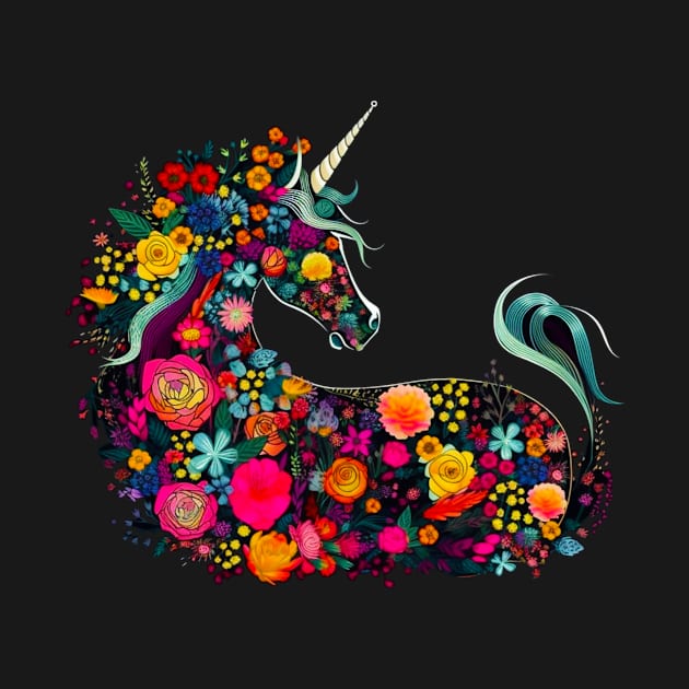 Unicorn of Flowers - Horse design by RichieDuprey