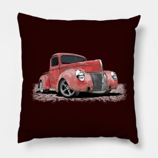 Vintage rusty red 40 Ford rat rod pickup Pillow