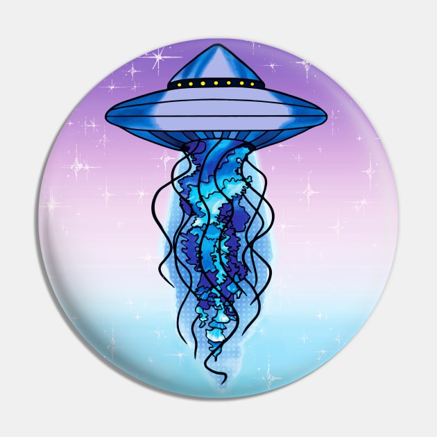 UFO Jellfish Starry Sky Pin by Ciara Shortall Art