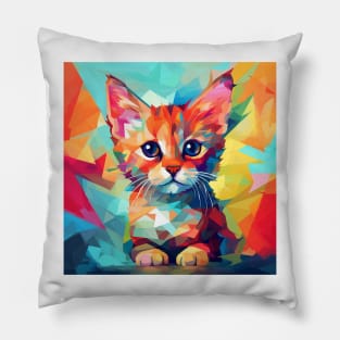 Colourful shapes kitty Pillow