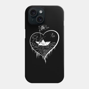 Love Pirate, Heart, Paper Boat, jolly roger Phone Case