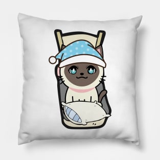 Cute siamese cat is going to bed Pillow