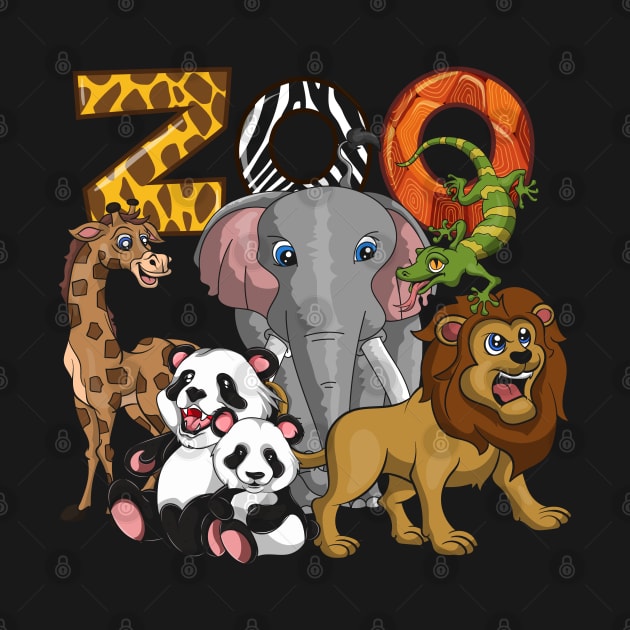 Zoo Animals Lion Panda Giraffe Elephant by ShirtsShirtsndmoreShirts