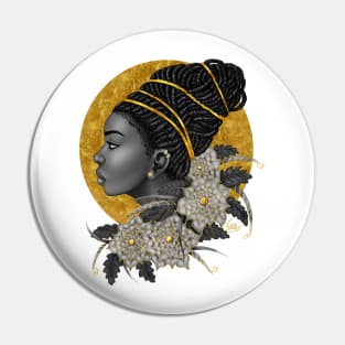 Golden | Beautiful Black Woman Art Pin