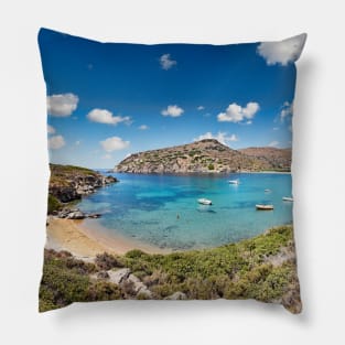 The circular bay of Fellos beach in Andros island, Greece Pillow