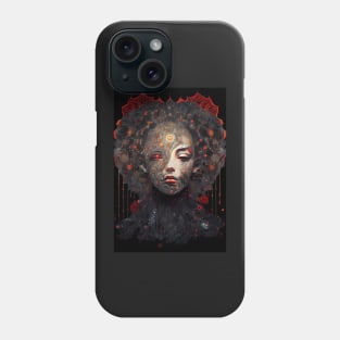 Heartless Vengeance: A Deadly Ninja Geisha with Ofuda and Melting Hearts Phone Case