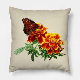 Marigolds - Queen Butterfly on Marigold Pillow