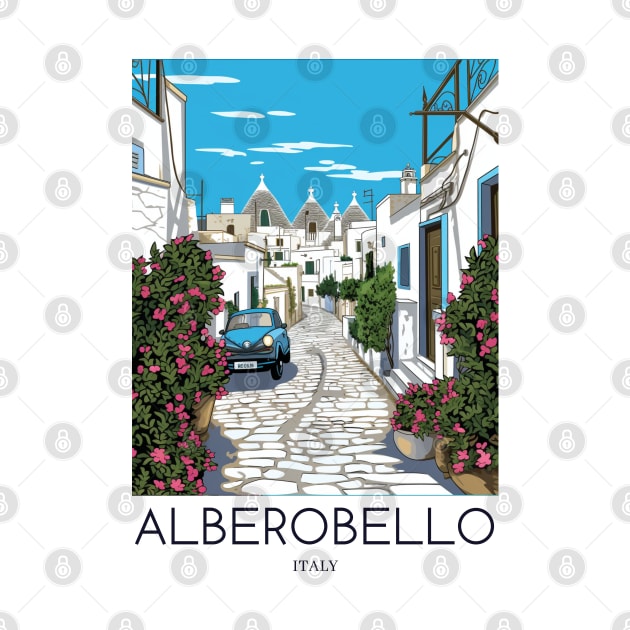 A Pop Art Travel Print of Alberobello - Italy by Studio Red Koala