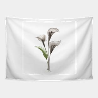 Xray Calla flowers. Tropical translucent watercolor flowers and leaves print Tapestry