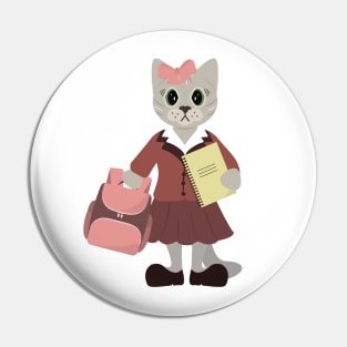 Cat schoolgirl Pin