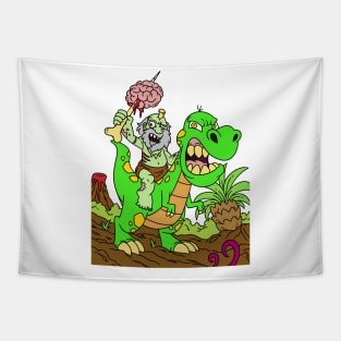 Zombie riding a dinosaur - Halloween Gift Tapestry