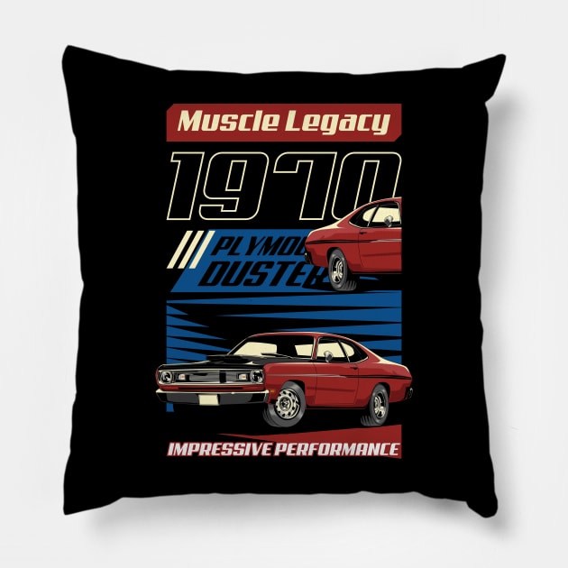 Retro 1970 Plymouth Duster Pillow by milatees