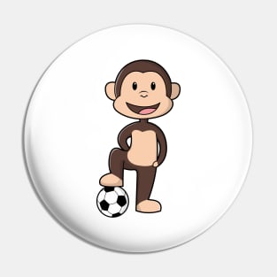 Monkey as Soccer player with Soccer ball Pin