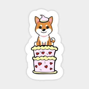 Orange dog Jumping out of a cake Magnet