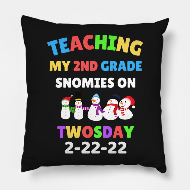 Teaching My 2nd Grade Snowmies on Twosday Pillow by WassilArt