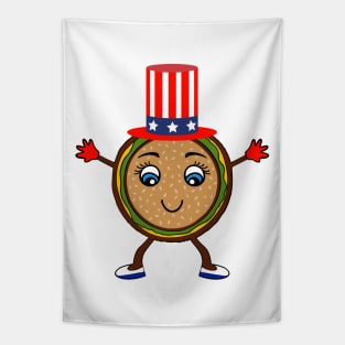 FOURTH Of July Holiday Cheeseburger Tapestry