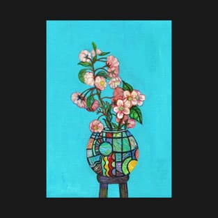 Flowers in a Vase series, Blossom in a Stained Glass Vase T-Shirt