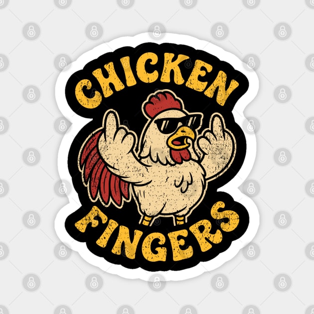 Angry Chicken Flipping Off Middle Fingers Pun Cluck Off Magnet by Anticorporati