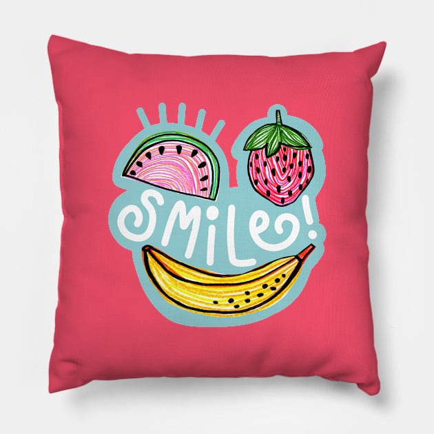 SMILE AND BE HAPPY Pillow by EKA-dg