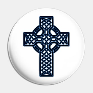 Blue Celtic Cross Medieval Artwork Pin