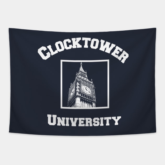 Clocktower University Shirt (Light text, Modern style) Tapestry by Minimality