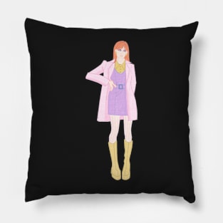 Spring in the 60s Vintage Fashion Illustration Pillow