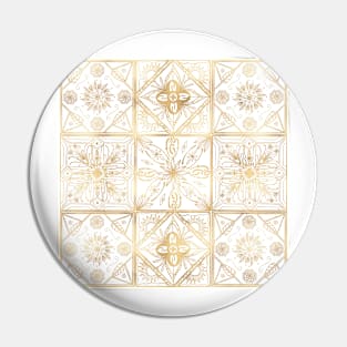 Trendy Vintage Gold Geometric Ornament Tile Art Pin