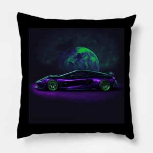 Galaxy Sport Car | Galactic Velocity: A Stellar Night Ride Pillow