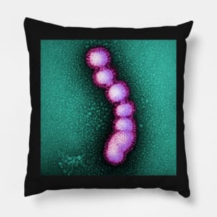 Swine Flu Virus, Influenza TEM Micrograph, Purple and Green Pillow