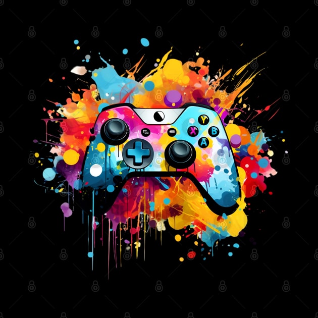 Gamer Art Design - Splatter Paint Graffiti Controller by MaystarUniverse