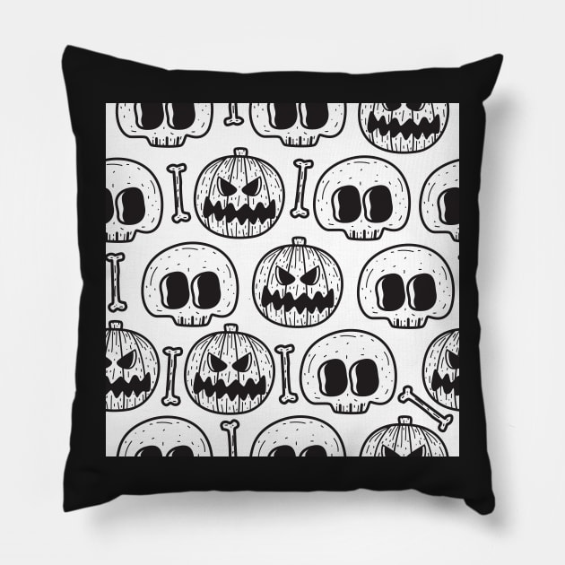 Cute Halloween Doodle Pillow by edwardecho