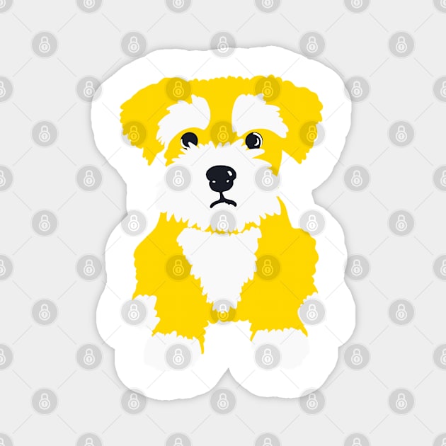 Sweet Yellow Miniature Schnauzer Puppy on A Pink Background Magnet by NattyDesigns