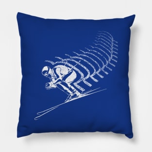 Extreme Speed Skier - vintage art Pillow