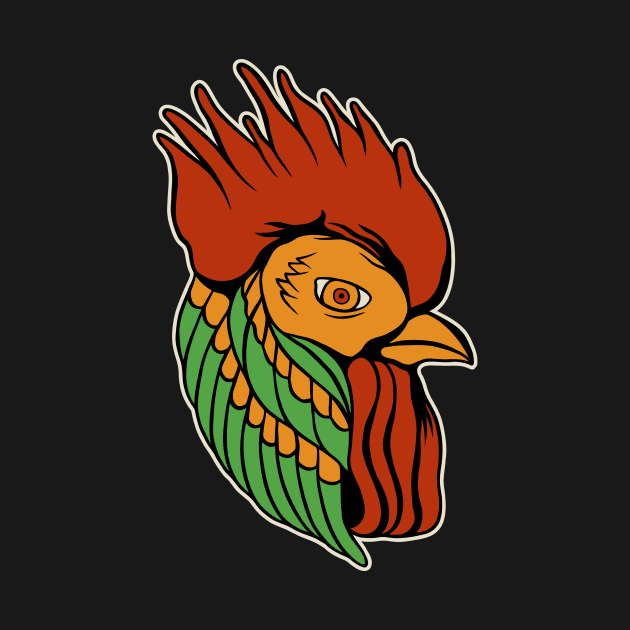 Rooster Flash Tattoo by growingartwork