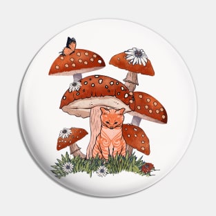 Cat and Mushroom Pin