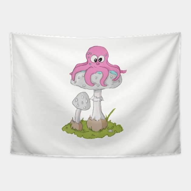 Octopus with toadstool Tapestry by LeahHa