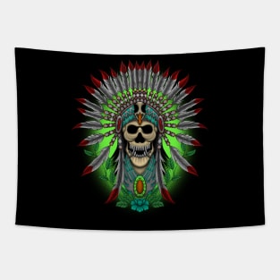 Native american head skull Tapestry