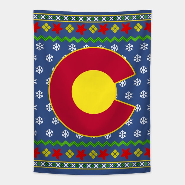 Ugly Christmas Colorado Flag Tapestry by E