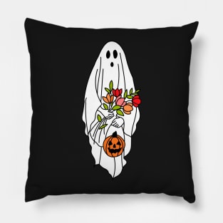 Floral Ghost, Ghost Silhouette, Ghost, Halloween, Pumpkin Pillow