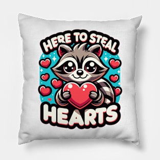 Raccoon Heart Bandit - Cute Animal Love Graphic Pillow