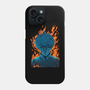 Anime Boy Blue Fire Powerup Phone Case