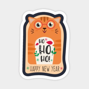 Happy New Year Cute Cat Magnet