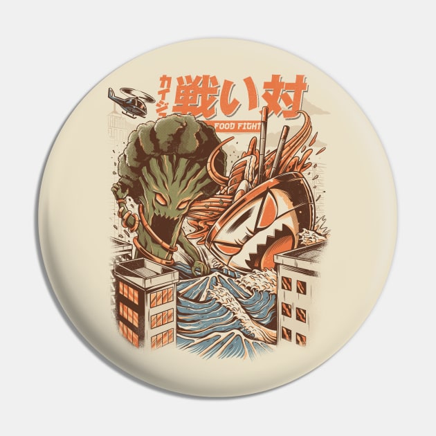 Kaiju Food Fight Pin by Ilustrata