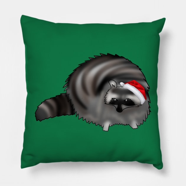 Christmas Raccoon Pillow by TheQueerPotato